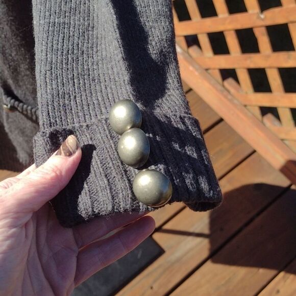 Pink Rose Dark Gray Cable Knit Cowl Neck Sweater Dress Size Small - Picture 6 of 11